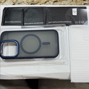 Blue and Gray IPhone 12 Pro Max Case with Cleaning Kit